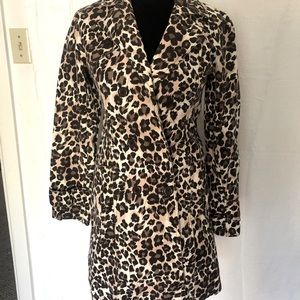 Wet seal Leopard print trench Coat Jacket button down side pockets size S